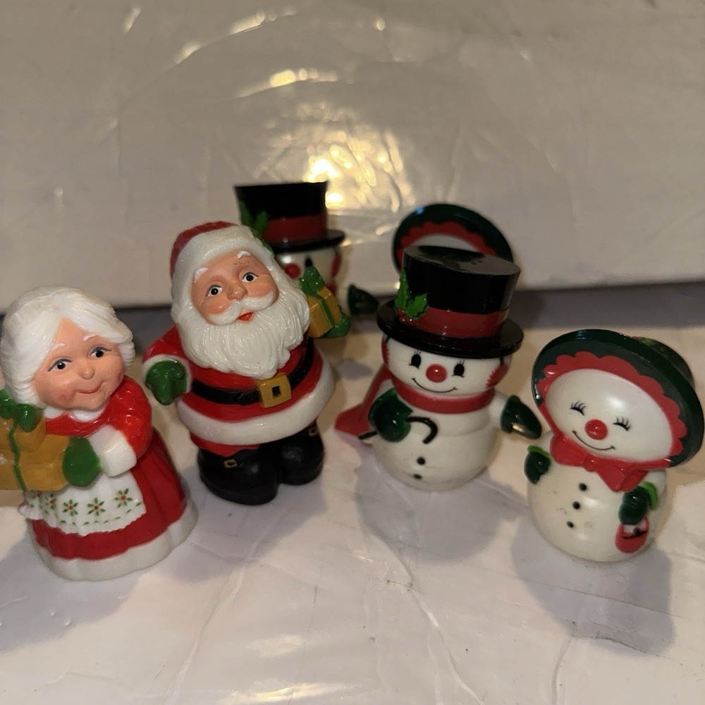 Lot Of 3 Pair Of Vintage Christmas Salt And Pepper Shakers Santa Claus Snowman